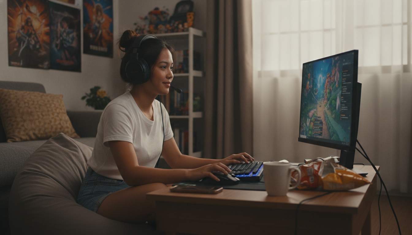 Enjoying YYYPH Casino A woman enjoying an online casino game